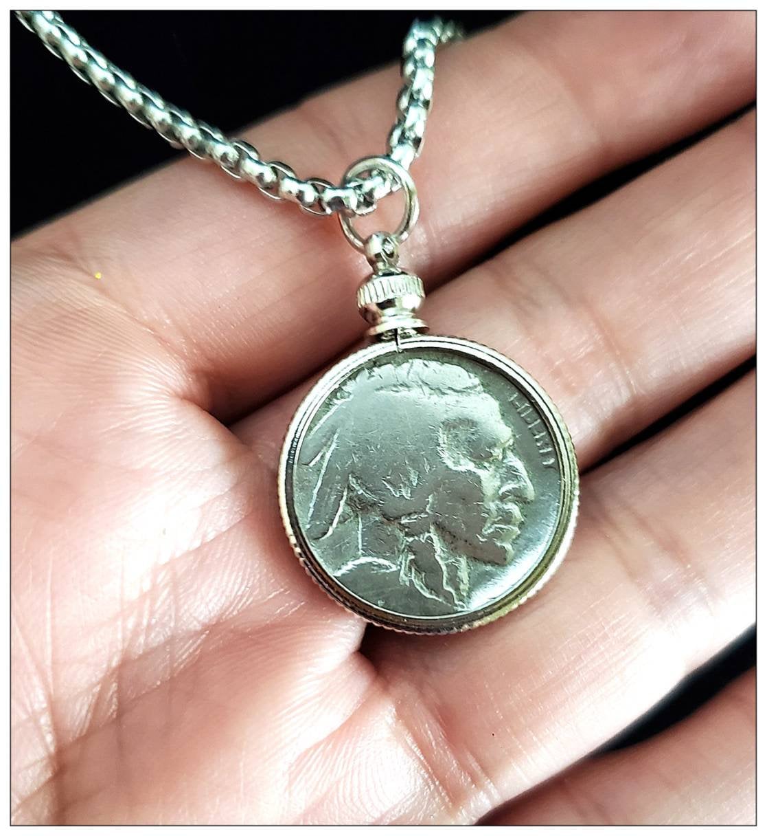 ★人気★ 【SHOVEOFF】 Silver Coin Chain Necklace Sterling Silver Buffalo Coin Necklace – The Golden Bear