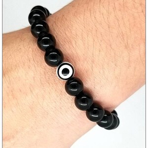 Men&#39;s evil eye onyx bracelet, evil eye beaded men&#39;s bracelet, gift for him