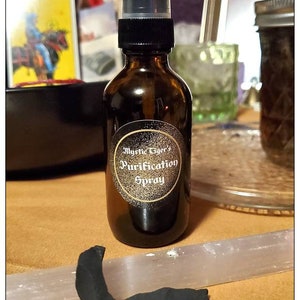 Smudge Spray, Sage and Hyssop Spray, Protection, Purification, Ritual Spray w/ Shungite and Gemstone Spray