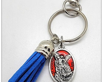 Saint Michael Keychain, St Michael Archangel Charm Clip on Purse, Catholic Gift For Him or Her, Police Officer Gift, Protection Keychain