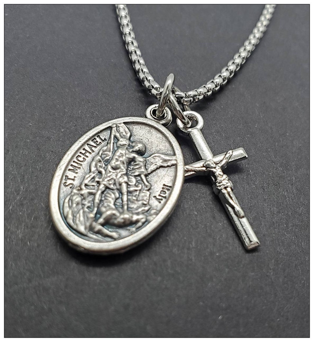 Choose Your Saint Charm Necklace, Silver Catholic Saint Pendant