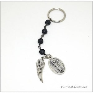 St. Michael Keychain. Catholic Keychain Archangel Michael Angel Wing Keychain.