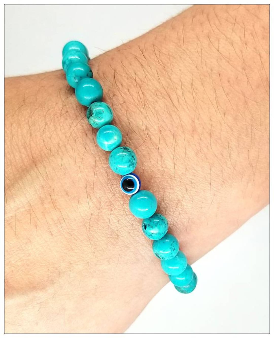 Evil Eye Beaded Bracelet 6mm Beaded Bracelet Unisex Evil Eye Etsy