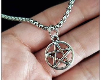 Silver Pentagram Necklace, Pentacle Necklace, Pentagram Pendant, Wiccan, Spiritual Jewelry, Pagan Jewelry