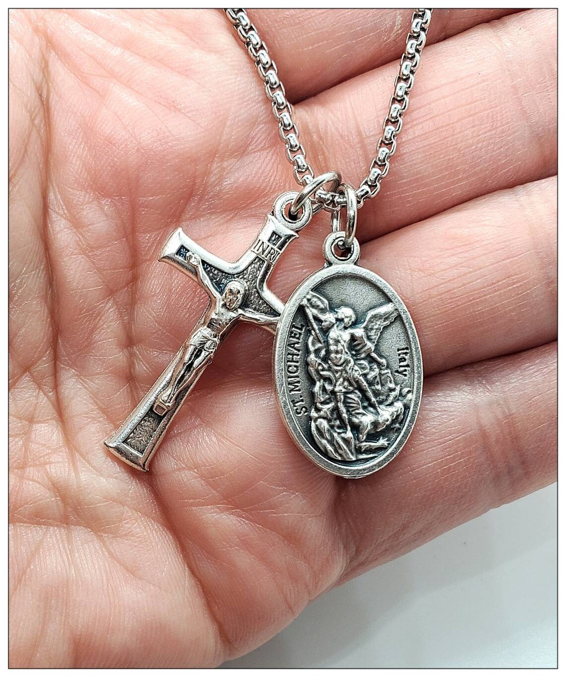 Choose Your Saint Charm Necklace Silver Catholic Saint Etsy UK