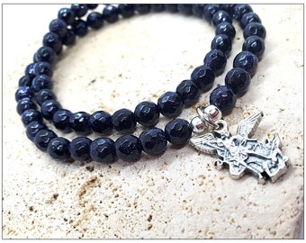 St. Michael Sandstone Gemstone Bracelet: Catholic Protection Jewelry