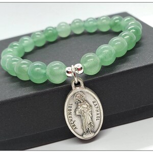 Archangel Raphael Healing Bracelet. Catholic Charm Bracelet. Archangel Unisex Bracelet