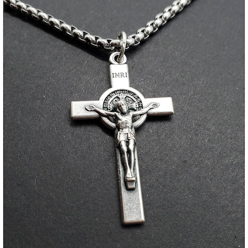 Triple Saint Protection Charm Necklace St. Benedict Etsy