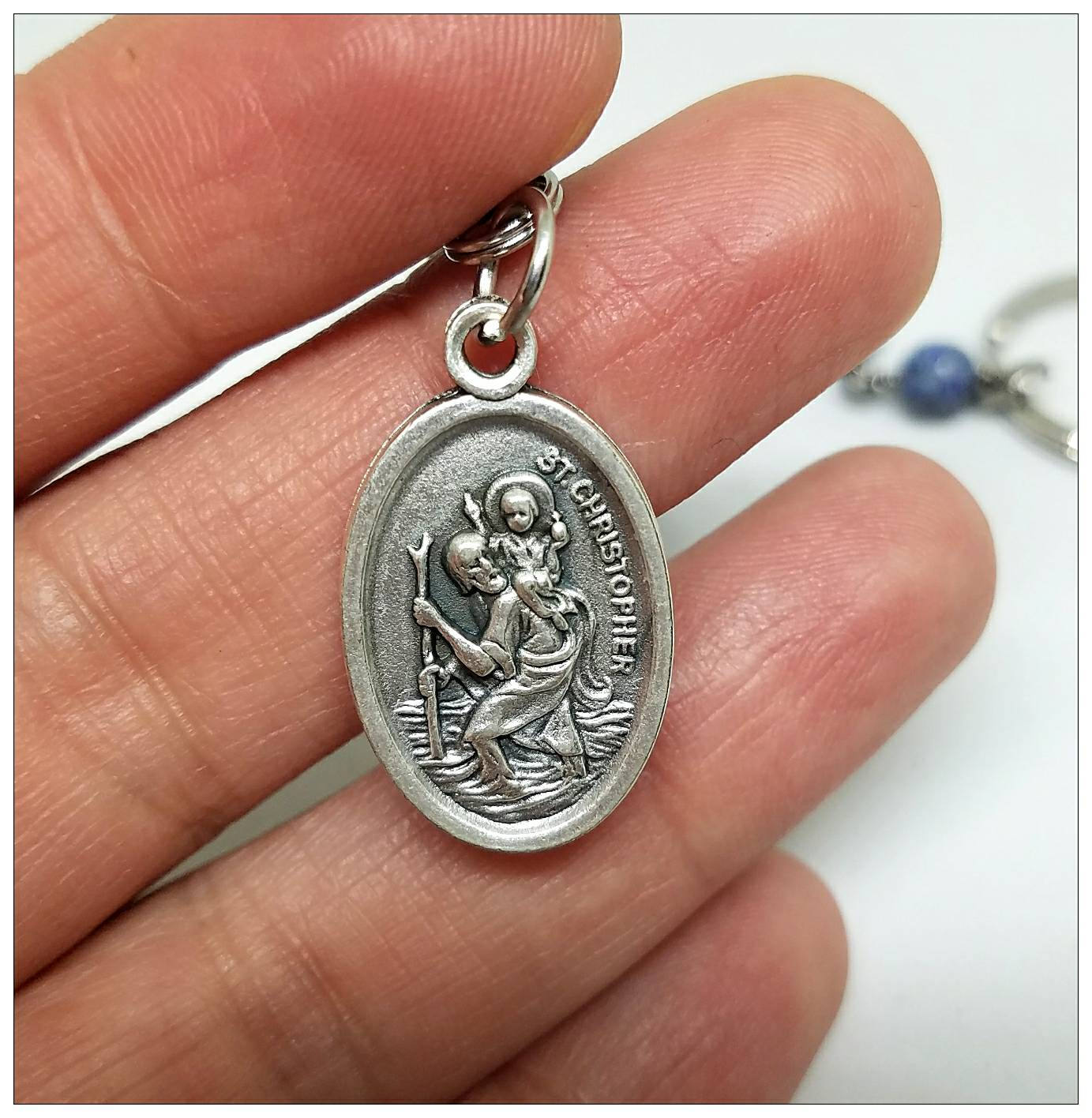 14K Yellow Gold Religious St. Christopher Miraculous Medal Pendant For