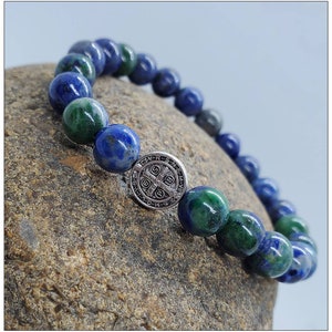Saint Benedict Bead Bracelet, St. Benedict Catholic Bracelet, Protection, Gemstone Bead Bracelet