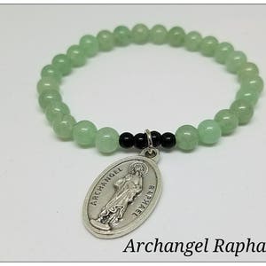 Archangel Raphael Healing Bracelet. Catholic Charm Bracelet. Archangel Unisex Bracelet.