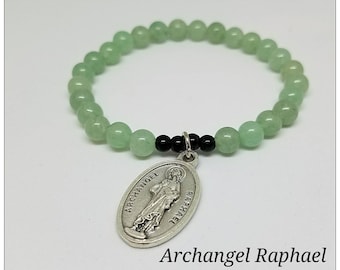 Archangel Raphael Aventurine Healing Bracelet: Catholic Charm