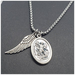 St. Michael Necklace, Saint Michael Necklace, Police Officer, Military Gift for Him or Her, Unisex, Archangel Michael Necklace, Catholic