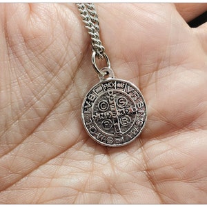 St. Benedict Necklace, Saint Benedict Protection Necklace, Catholic Necklace, Unisex Silver Necklace