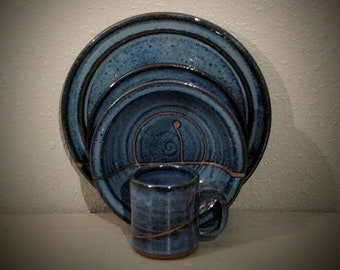 8 Stoneware Cobalt Blue Place Settings