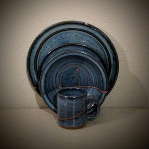 8 Stoneware Cobalt Blue Place Settings