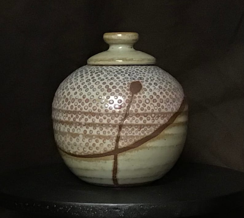 M-XXX Tiny Handmade Stoneware Lid Jar- -small hand made covered pot-small hand made rustic lid jar-little lid jar