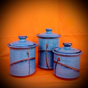 Kitchen Canister Set   medium size Kitchen Storage Jars with lids   handmade Stoneware pottery