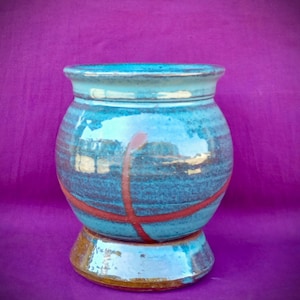 Handmade Copper Green Planter, 5 inch, Integrated Saucer