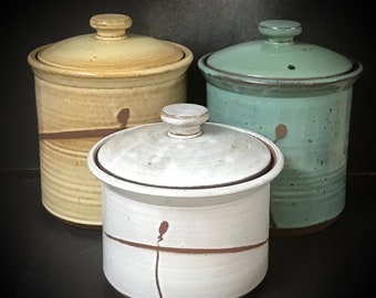 Canister Set     3 Pieces    hand thrown pottery   handmade stoneware Canister