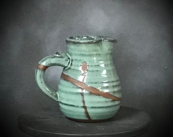 Handmade Copper Green Stoneware Cream Pitcher