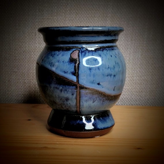 Little Round Cobalt Blue Planter with Integrated