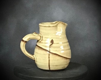 Handmade Yellow Stoneware Cream Pitcher