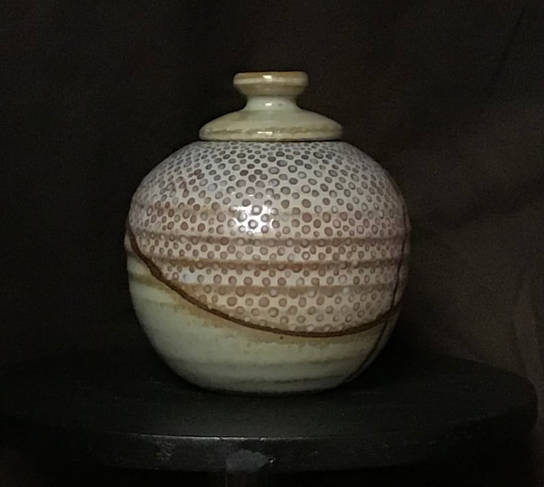 M-XXX Tiny Handmade Stoneware Lid Jar- -small hand made covered pot-small hand made rustic lid jar-little lid jar