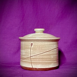 Handmade Gold Stoneware Canister, Hand Thrown Pottery, Small Lidded Jar   mFSSG