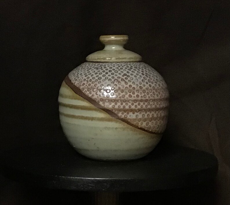 M-XXX Tiny Handmade Stoneware Lid Jar- -small hand made covered pot-small hand made rustic lid jar-little lid jar