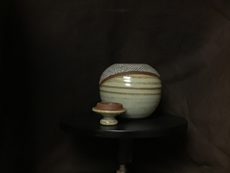 M-XXX Tiny Handmade Stoneware Lid Jar- -small hand made covered pot-small hand made rustic lid jar-little lid jar