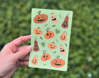 Hoja de calcomanías de calabazas de Halloween de otoño