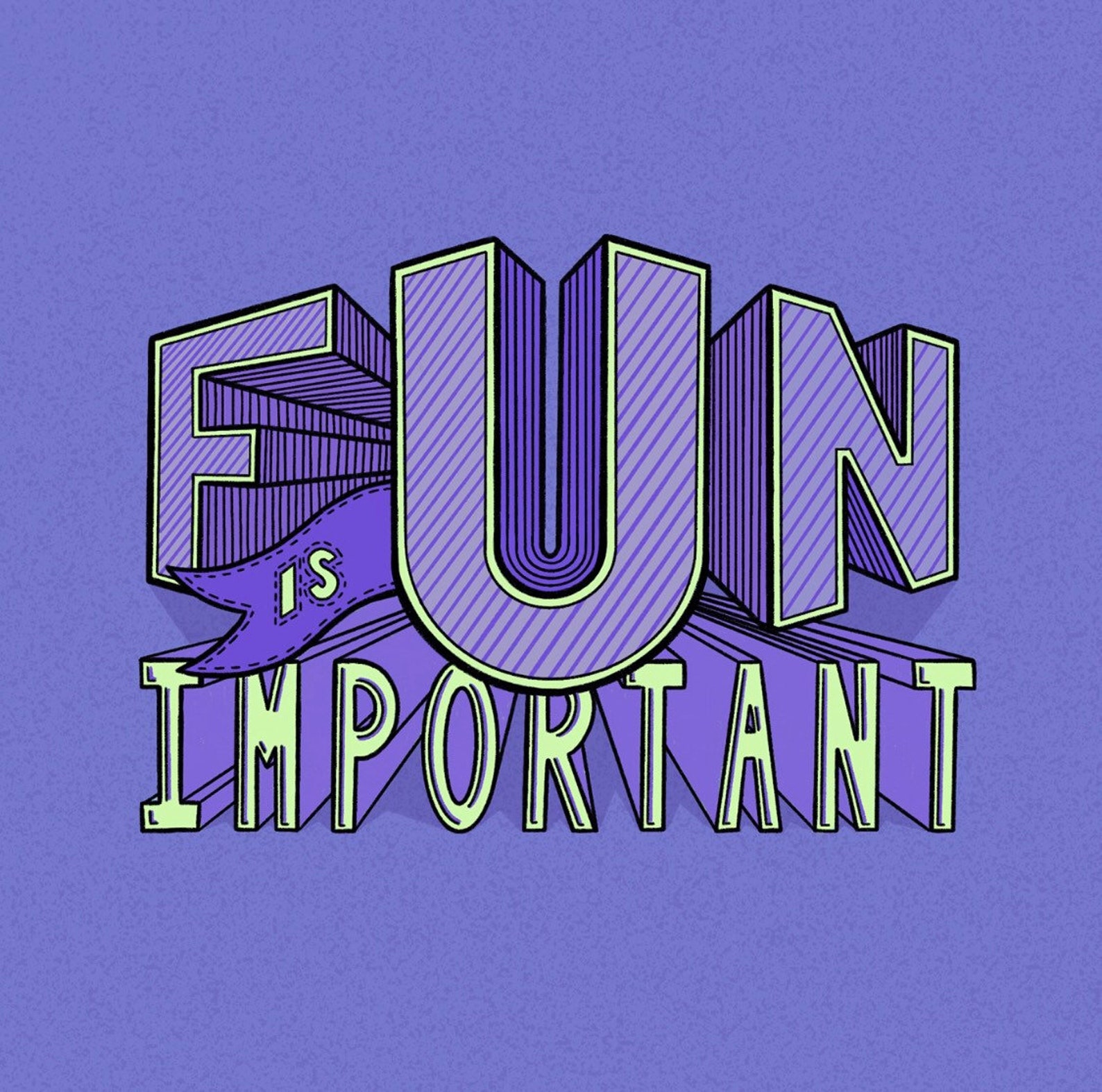 Fun is Important 5x7 Art Print Hand Lettered Quote - Etsy