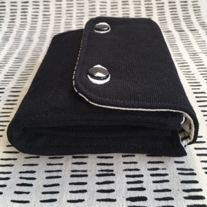 Eyebag Accordion Wallet, Small Clutch Wallet, Necessary Wallet, Screenprint Handmade Purse, Black image 2