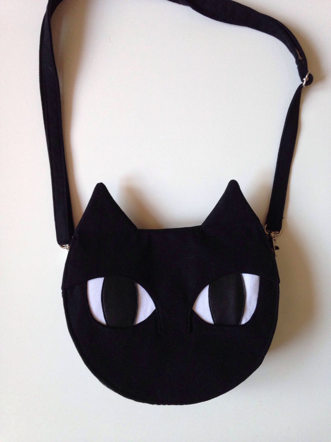 Black Cat Bag Canvas Crossbody Handbag Small shoulder bag | Etsy