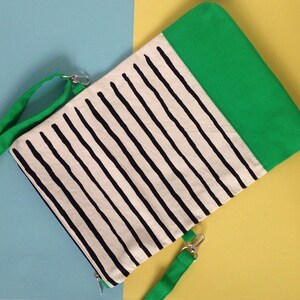 Screenprint Colour block Folding Crossbody bag Striped pattern Green image 3