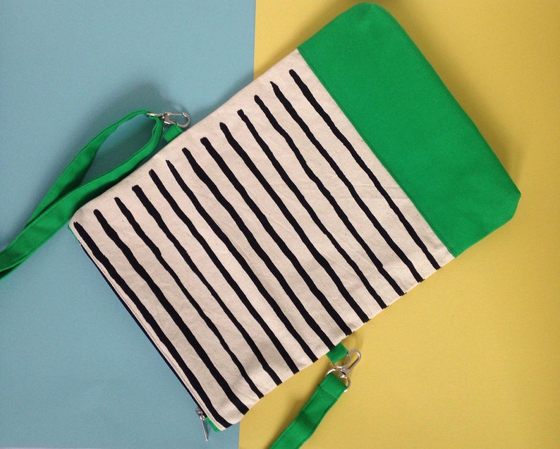 Screenprint Colour block Folding Crossbody bag Striped pattern Green image 3