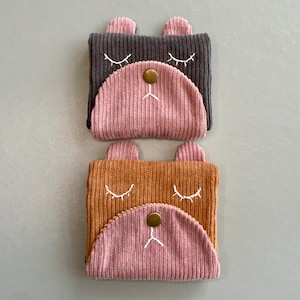 Bear Cotton Corduroy Wallet, Off Cuts Coinpurse, Zero Waste Card Holder, Sustainable Gift