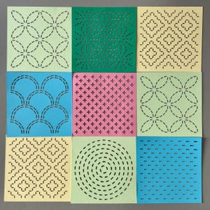 Sets of Sashiko Templates,  Stencils  for visible mending, Japanese embroidery, Sustainable, Plastic free,  Mix and Match