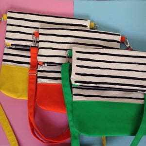 Screenprint Colour block Folding Crossbody bag Striped pattern Green image 5