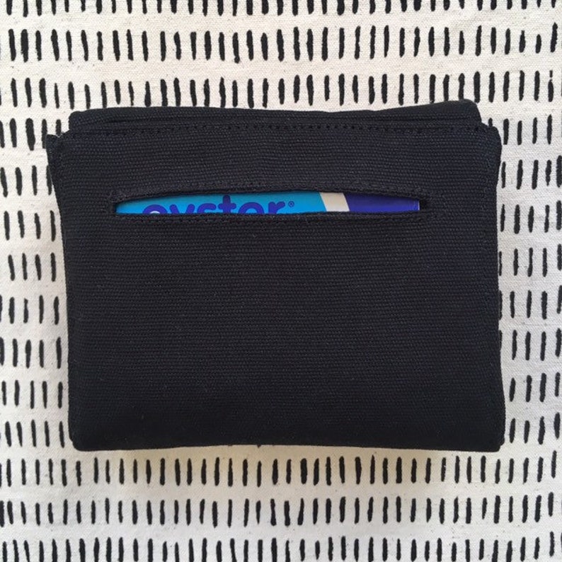 Eyebag Accordion Wallet, Small Clutch Wallet, Necessary Wallet, Screenprint Handmade Purse, Black image 4