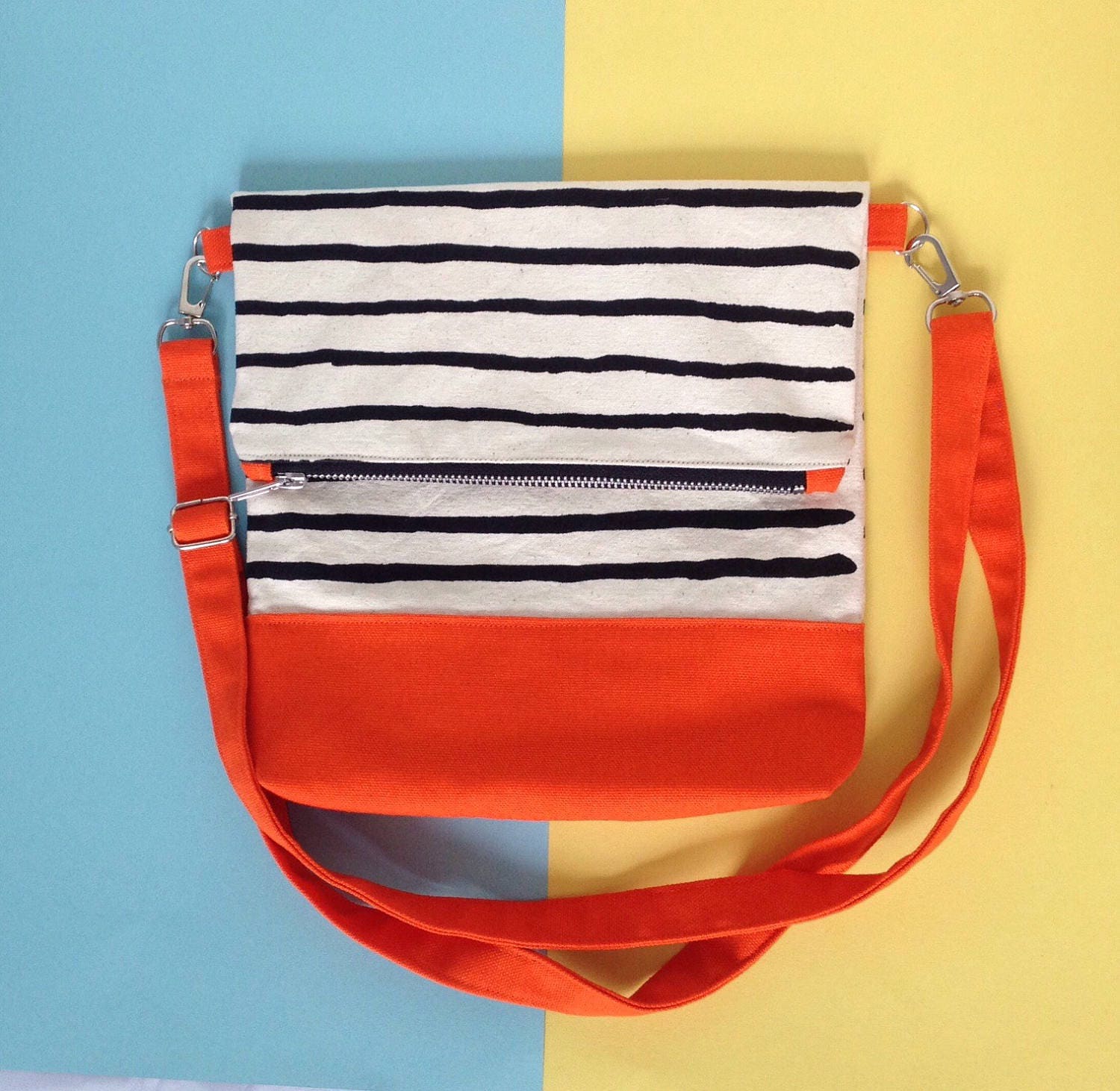 Screenprint Colour block Folding Crossbody bag Striped Etsy