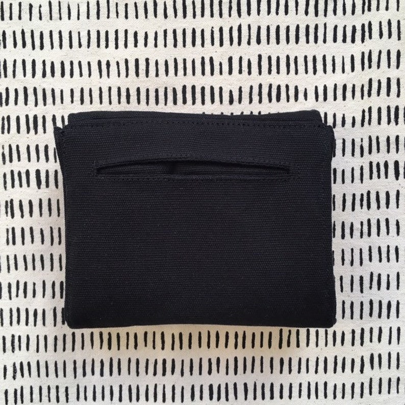 Eyebag Accordion Wallet, Small Clutch Wallet, Necessary Wallet, Screenprint Handmade Purse, Black image 3