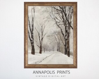 Quiet Winter Landscape Painting | Vintage Christmas Art | PRINTABLE Digital Download | P8