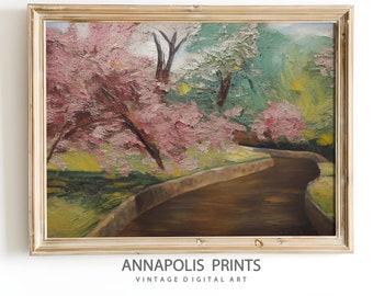 Cherry Blossom Spring Decor Digital Download | Vintage Spring Wall Art | Pink Sakura Wall Decor | PRINTABLE Wall Decor Painting | P31
