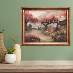 Spring Decor Cherry Blossom Trees Digital Print Vintage Spring Wall Art Pink Sakura Wall Decor PRINTABLE Painting P30 image 2