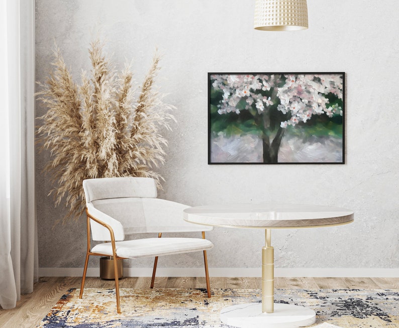 Sakura Cherry Blossom Wall Decor Digital Download Vintage Spring Wall Print Pink Wall Decor PRINTABLE Wall Painting P33 image 2