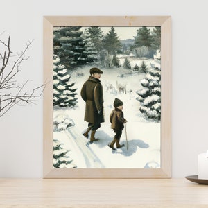 Country Christmas Vintage Painting Holiday Decor Winter Rustic Wall Art PRINTABLE Digital P6 image 4