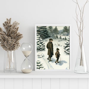 Country Christmas Vintage Painting Holiday Decor Winter Rustic Wall Art PRINTABLE Digital P6 image 2