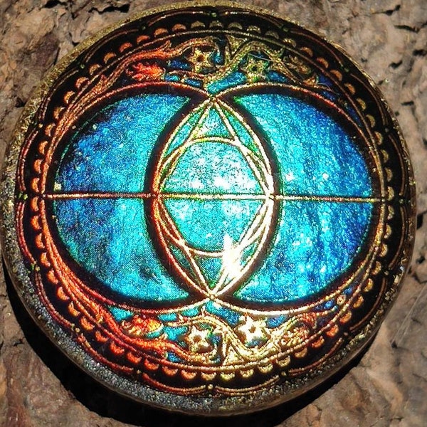 Chalice Well - Avalon - Vesica Piscis Orgonite - Holographic special effect (please watch video on description) Lightworker deluxe handmade